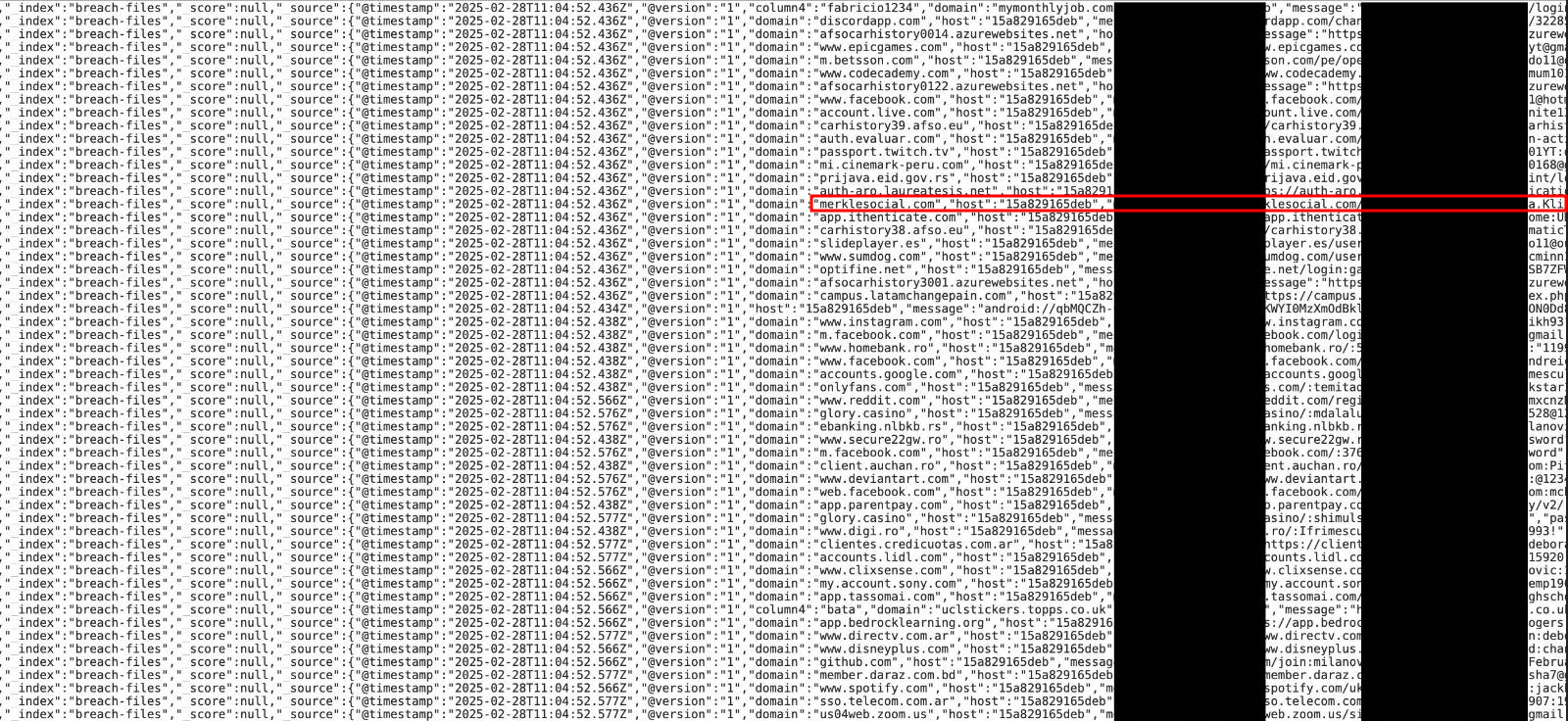 Screenshot of one of the databases called “breach-files”.