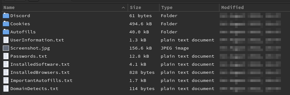 Example of infostealer log package