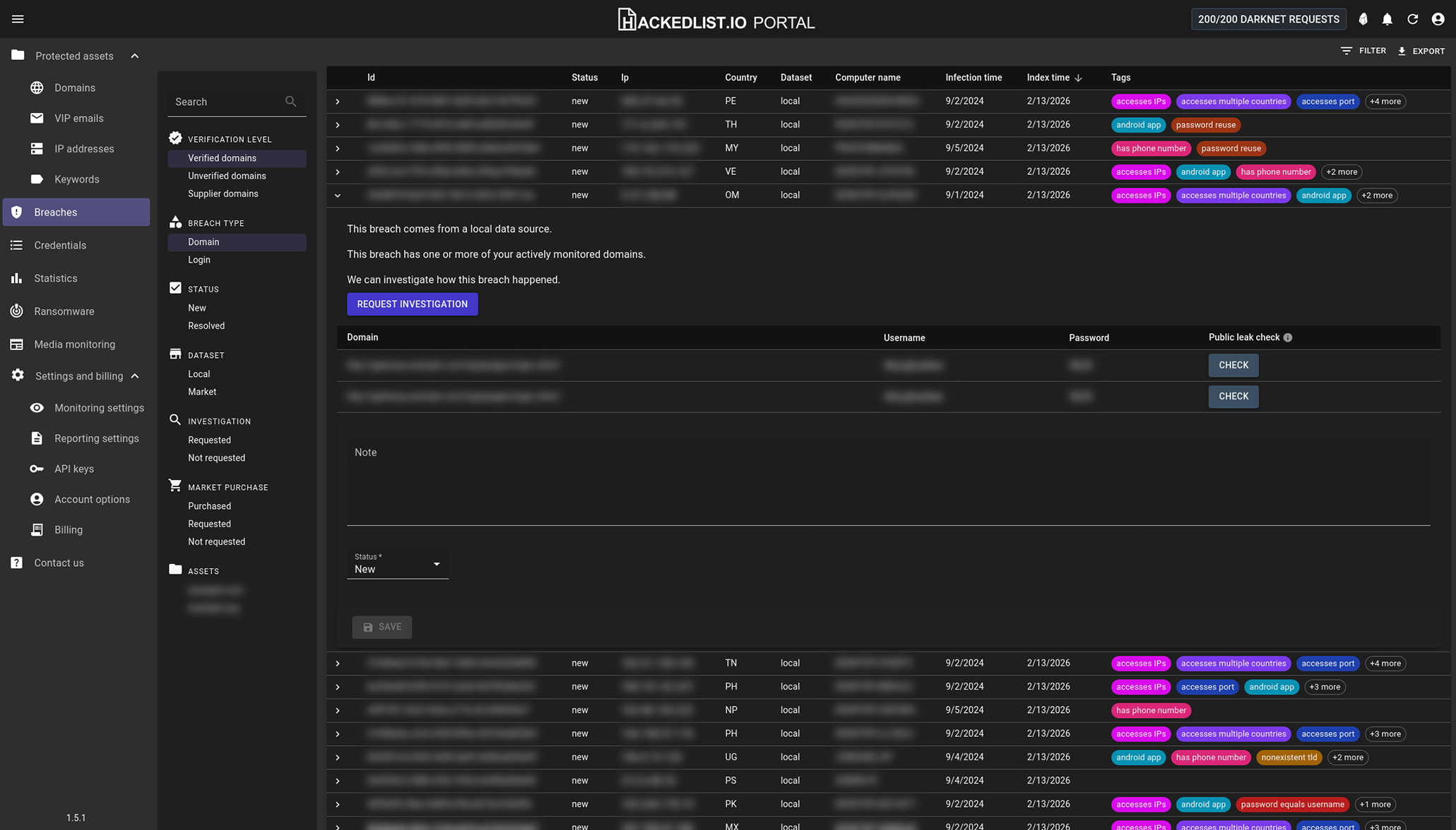 Hackedlist.io Portal