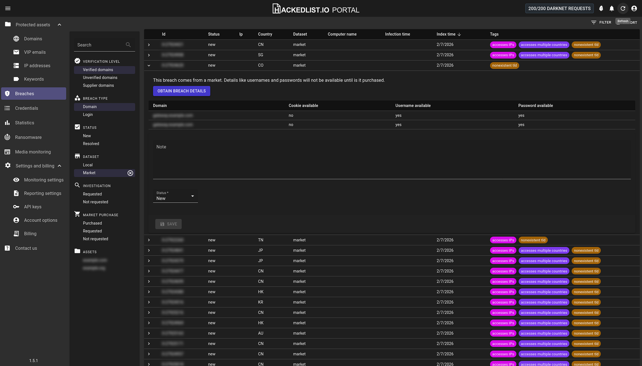 Hackedlist.io Portal